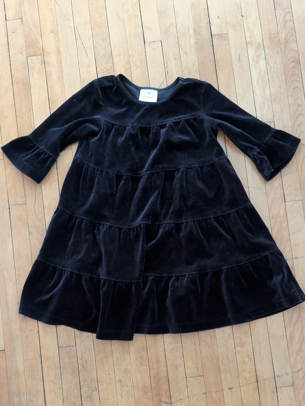Hanna Andersson Black Velvet Tiered Dress